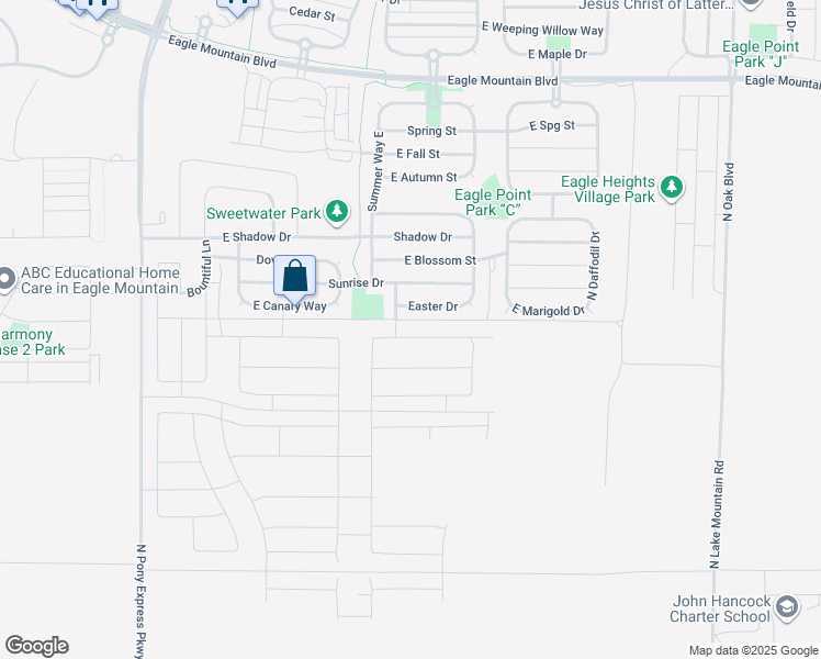 map of restaurants, bars, coffee shops, grocery stores, and more near 2045 Hummingbird Drive in Eagle Mountain