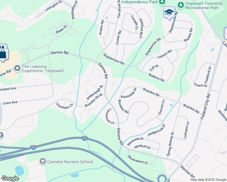 map of restaurants, bars, coffee shops, grocery stores, and more near 112 Treymore Court in Pennington