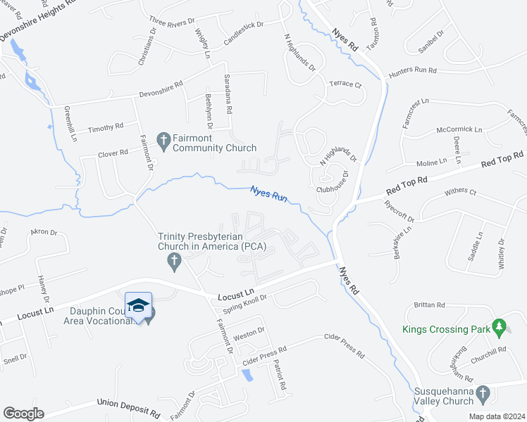 map of restaurants, bars, coffee shops, grocery stores, and more near 6130 Springford Drive in Harrisburg