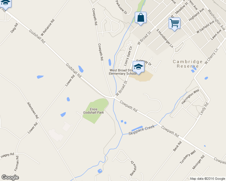 map of restaurants, bars, coffee shops, grocery stores, and more near 211 Cowpath Rd in Souderton