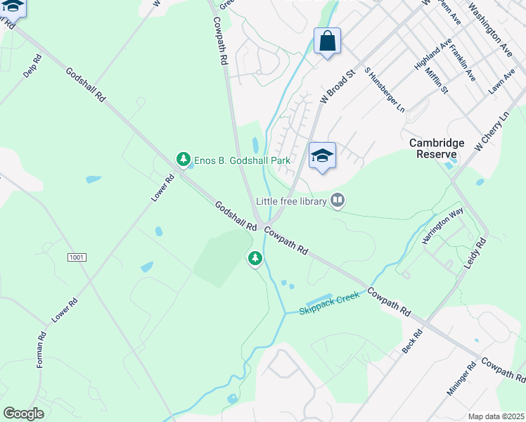 map of restaurants, bars, coffee shops, grocery stores, and more near 211 Cowpath Rd in Souderton