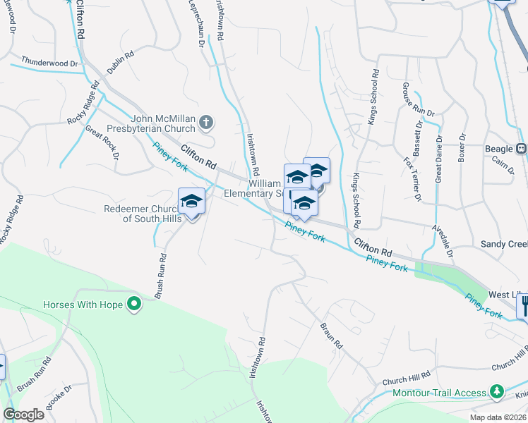 map of restaurants, bars, coffee shops, grocery stores, and more near 6144 Irishtown Road in Bethel Park