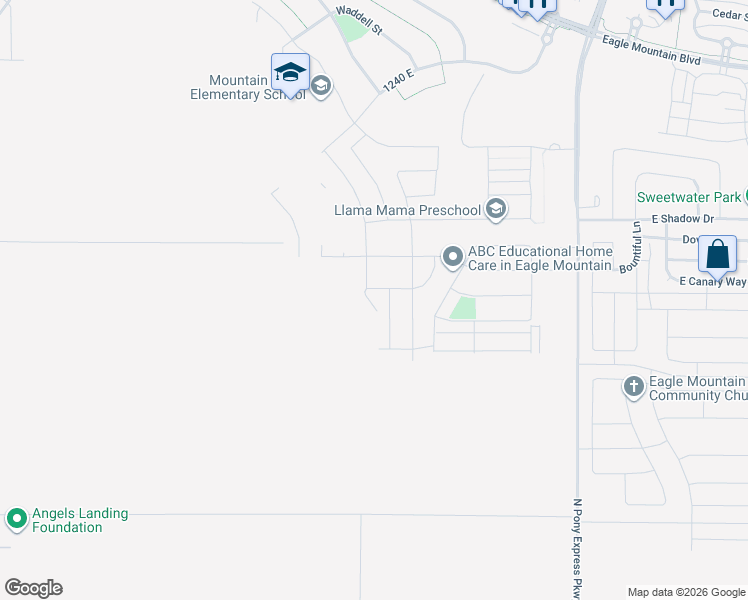 map of restaurants, bars, coffee shops, grocery stores, and more near 3496 North Browning Street in Eagle Mountain