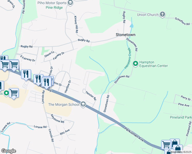 map of restaurants, bars, coffee shops, grocery stores, and more near 111 Heister Road in Birdsboro