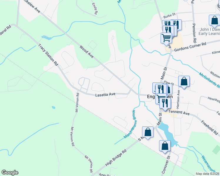 map of restaurants, bars, coffee shops, grocery stores, and more near 22 Lasatta Avenue in Englishtown