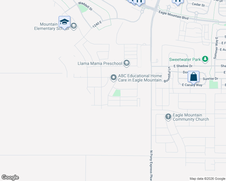 map of restaurants, bars, coffee shops, grocery stores, and more near 3492 North Delta Street in Eagle Mountain