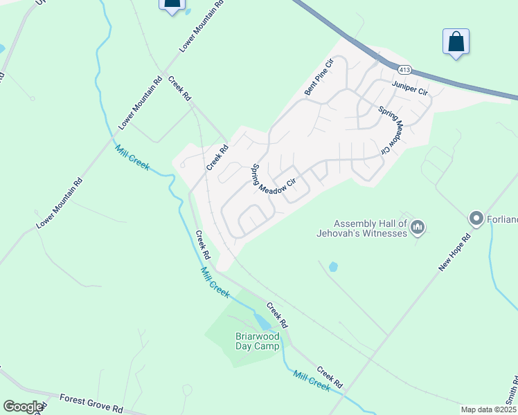 map of restaurants, bars, coffee shops, grocery stores, and more near 294 Blackberry Circle in New Hope