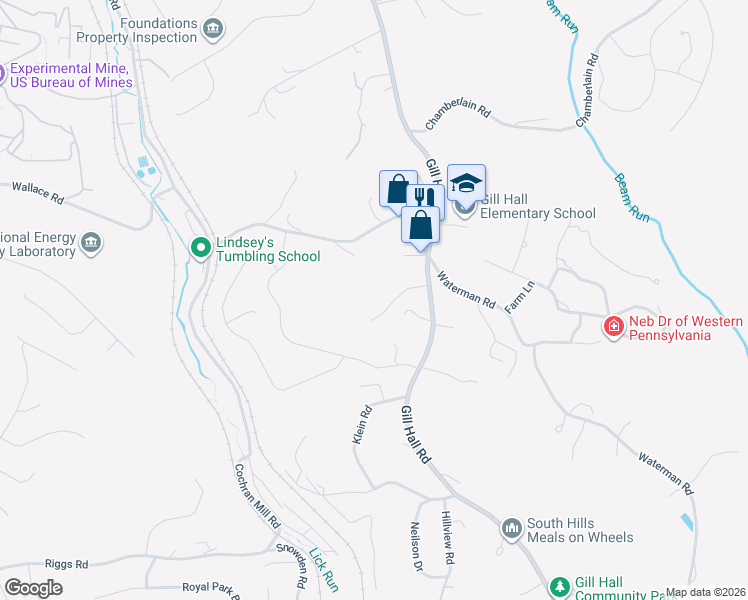 map of restaurants, bars, coffee shops, grocery stores, and more near 1002 Gill Hall Road in Clairton