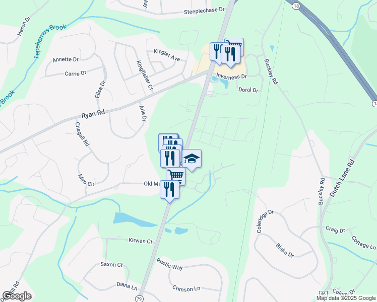 map of restaurants, bars, coffee shops, grocery stores, and more near 115 South Main Street in Marlboro