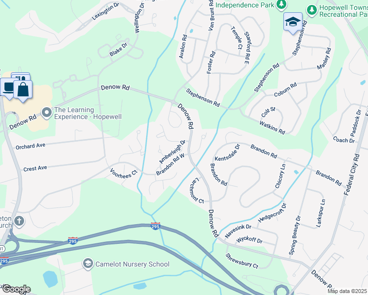 map of restaurants, bars, coffee shops, grocery stores, and more near 1202 Pebble Creek Court in Pennington