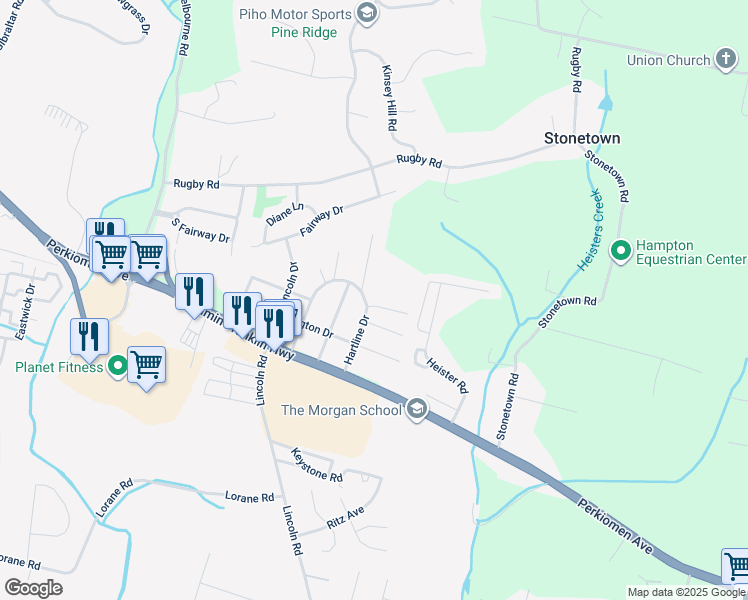map of restaurants, bars, coffee shops, grocery stores, and more near 6101 Glen Road in Reading
