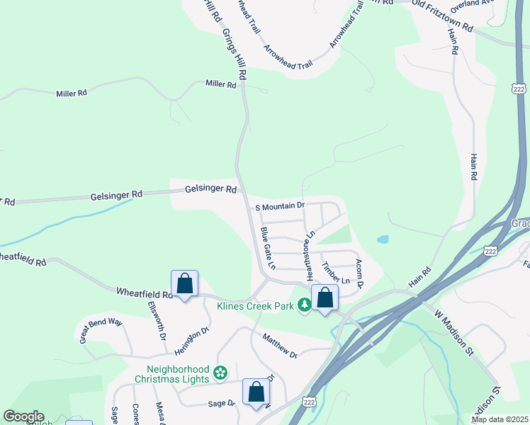map of restaurants, bars, coffee shops, grocery stores, and more near 1850 White Oak Drive in Sinking Spring