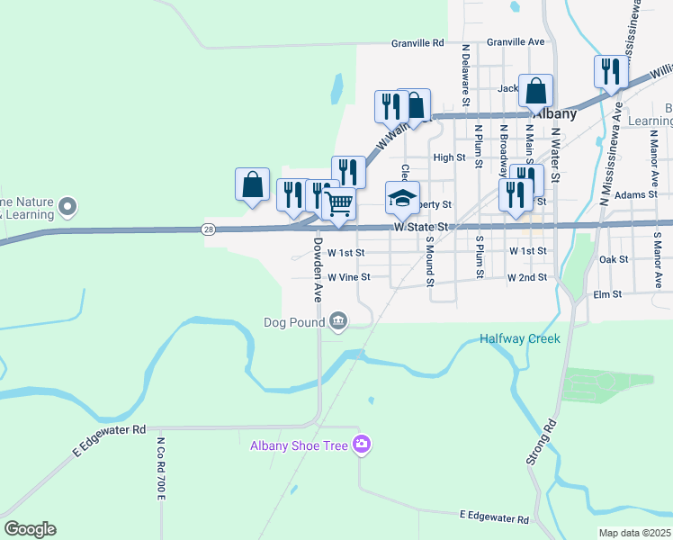 map of restaurants, bars, coffee shops, grocery stores, and more near 977 West Vine Street in Albany