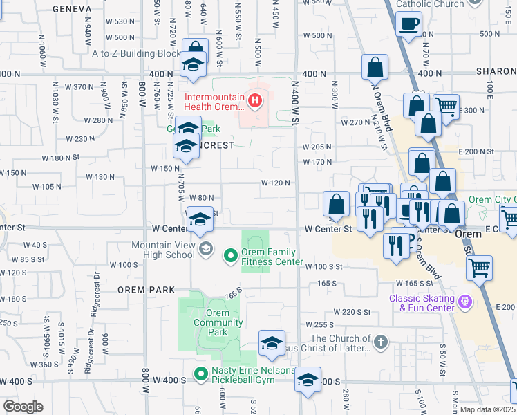 map of restaurants, bars, coffee shops, grocery stores, and more near 508 West 40 North Street in Orem