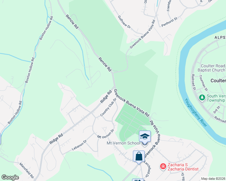 map of restaurants, bars, coffee shops, grocery stores, and more near 2002 Country Club Drive in McKeesport