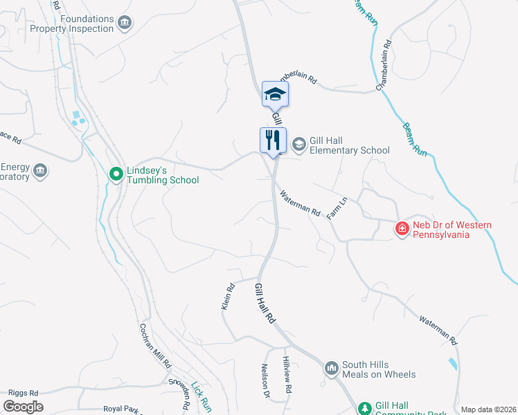 map of restaurants, bars, coffee shops, grocery stores, and more near 1002 Gill Hall Road in Clairton