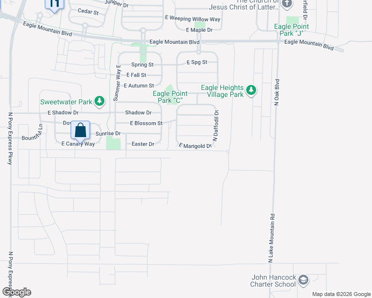map of restaurants, bars, coffee shops, grocery stores, and more near 2286 East Marigold Drive in Eagle Mountain