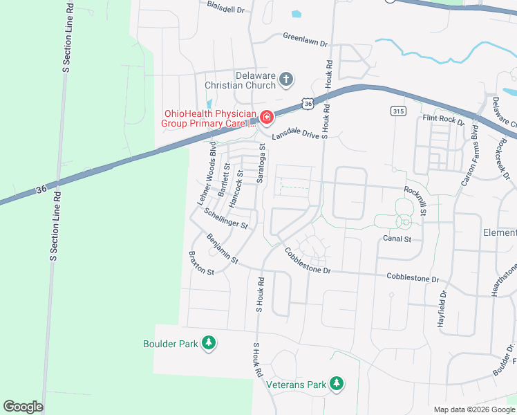 map of restaurants, bars, coffee shops, grocery stores, and more near 100 Paine Street in Delaware