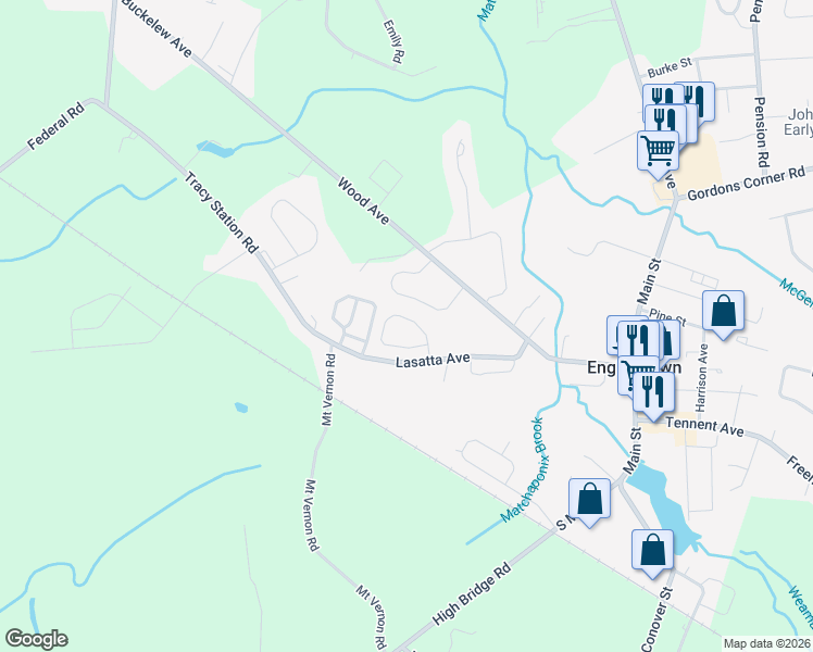 map of restaurants, bars, coffee shops, grocery stores, and more near 18 Hospitality Way in Englishtown