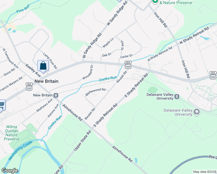 map of restaurants, bars, coffee shops, grocery stores, and more near 40 Heritage Lane in Doylestown