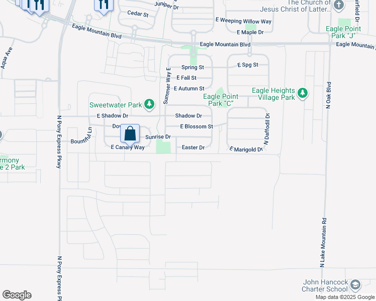 map of restaurants, bars, coffee shops, grocery stores, and more near 2066 East Easter Drive in Eagle Mountain