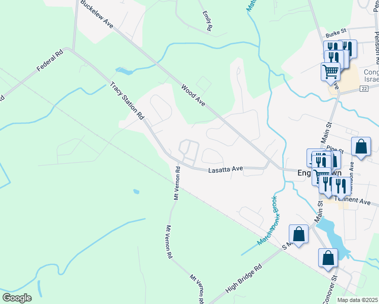 map of restaurants, bars, coffee shops, grocery stores, and more near 24 English Club Drive in Englishtown