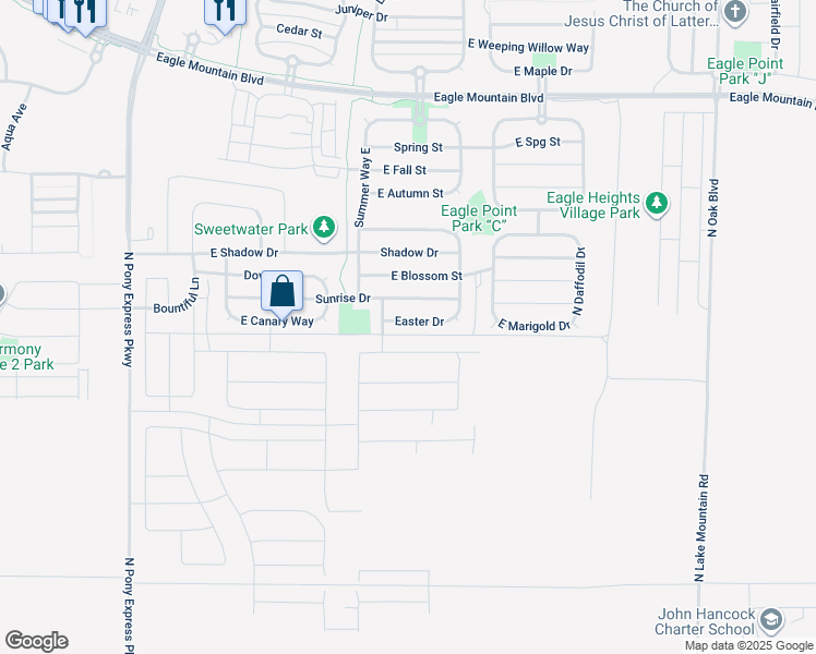 map of restaurants, bars, coffee shops, grocery stores, and more near 2066 East Easter Drive in Eagle Mountain
