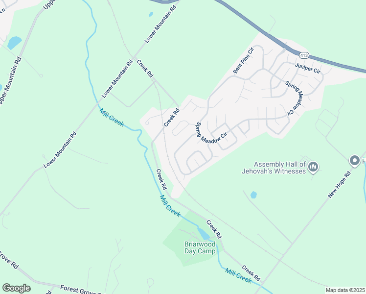 map of restaurants, bars, coffee shops, grocery stores, and more near 351 Countryside Circle in New Hope