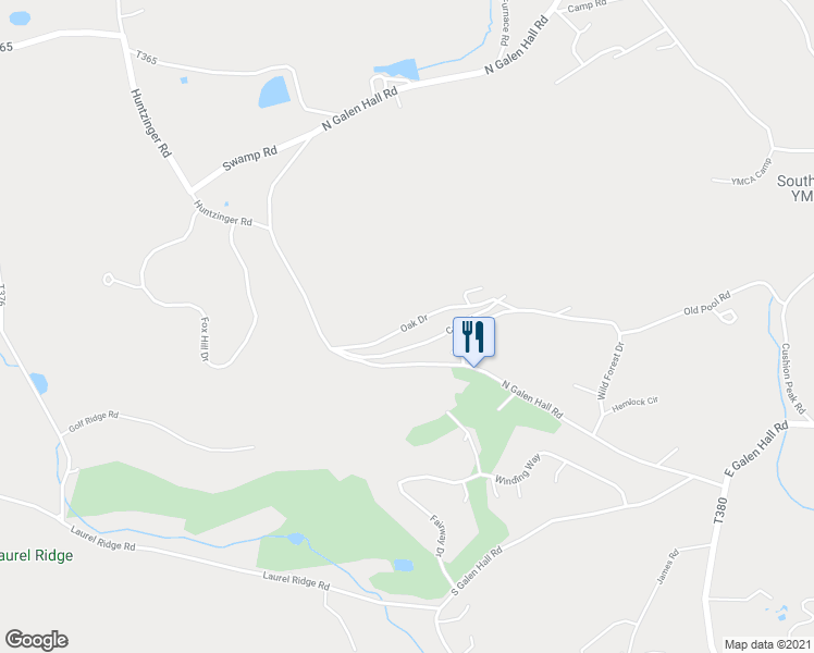 map of restaurants, bars, coffee shops, grocery stores, and more near 5 Oak Drive in Wernersville