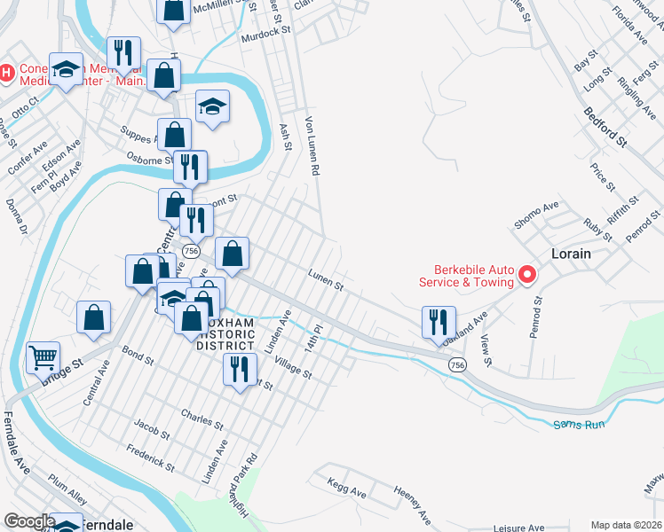map of restaurants, bars, coffee shops, grocery stores, and more near 324 Linden Avenue in Johnstown