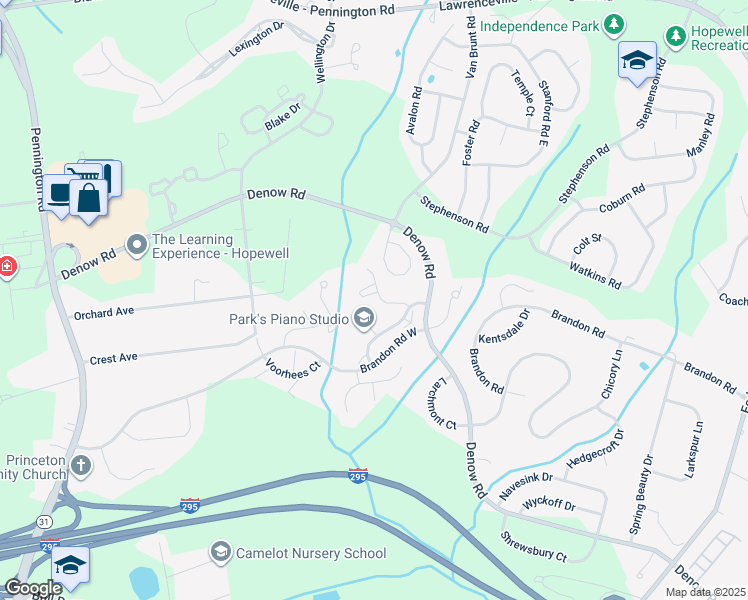 map of restaurants, bars, coffee shops, grocery stores, and more near 503 Tuxford Court in Pennington