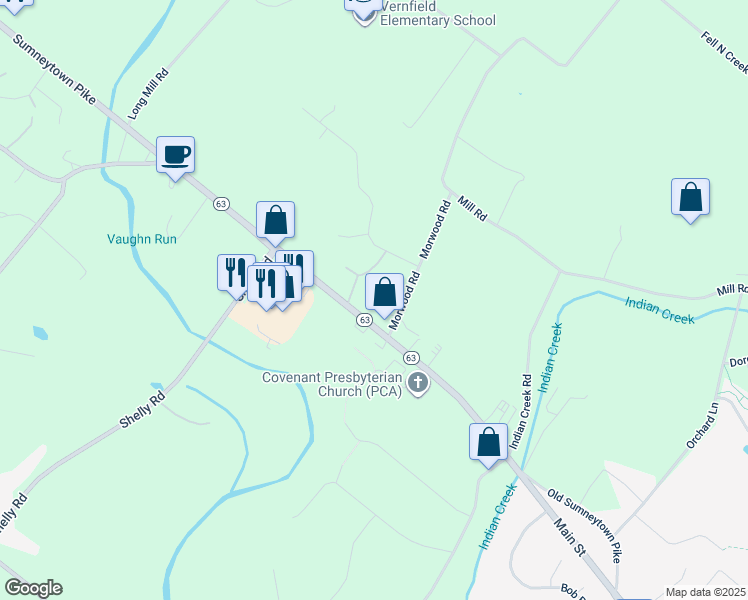 map of restaurants, bars, coffee shops, grocery stores, and more near 284 Sumneytown Pike in Harleysville