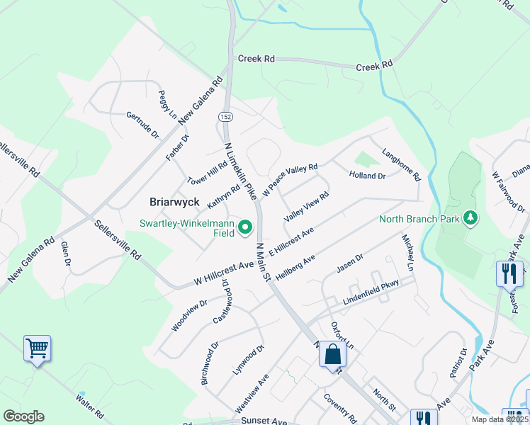 map of restaurants, bars, coffee shops, grocery stores, and more near 531 North Main Street in Chalfont