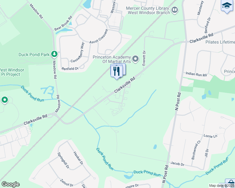 map of restaurants, bars, coffee shops, grocery stores, and more near 6133 Kaitlyn Court in West Windsor Township