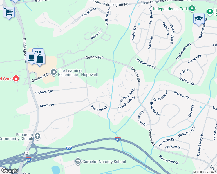 map of restaurants, bars, coffee shops, grocery stores, and more near 614 Bollen Court in Pennington