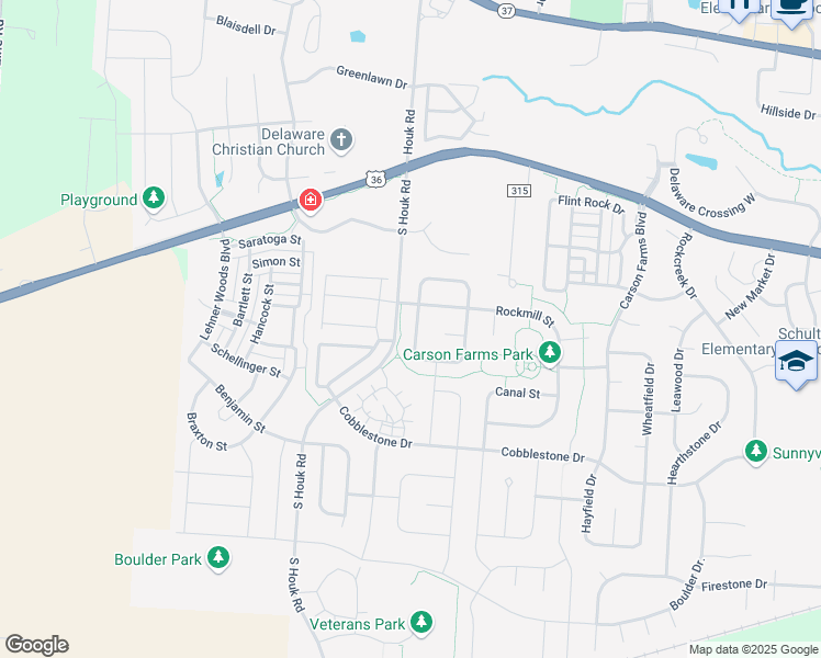 map of restaurants, bars, coffee shops, grocery stores, and more near 227 Merriston Circle in Delaware