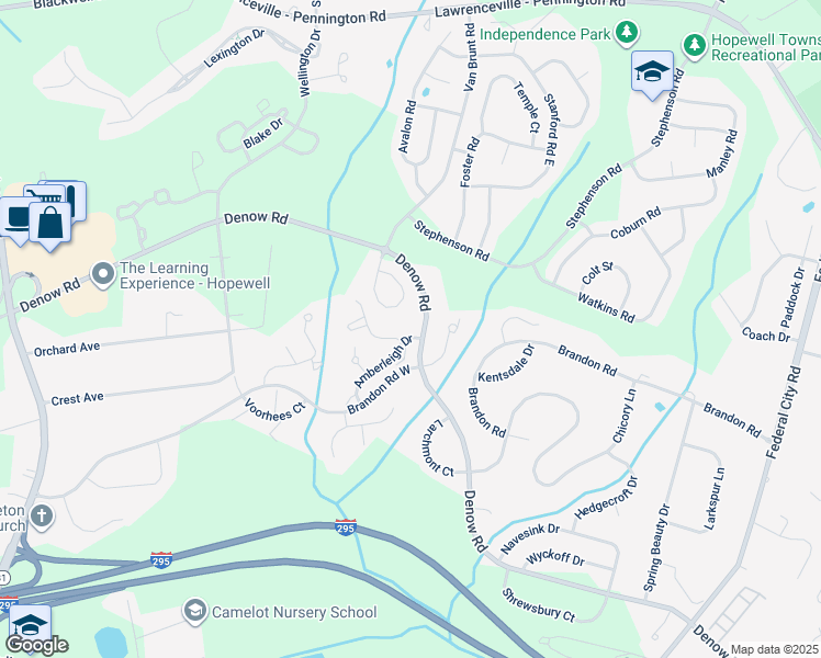 map of restaurants, bars, coffee shops, grocery stores, and more near 517 Amberleigh Drive in Pennington