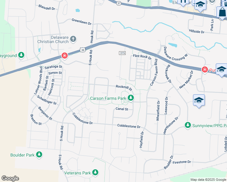 map of restaurants, bars, coffee shops, grocery stores, and more near 114 Helen Court in Delaware
