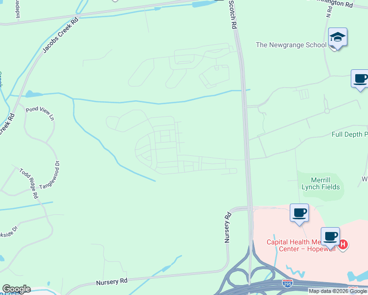 map of restaurants, bars, coffee shops, grocery stores, and more near 2208 Jacob Francis Way in Hopewell Township