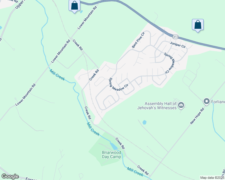 map of restaurants, bars, coffee shops, grocery stores, and more near 340 Stream Court in New Hope