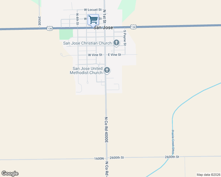 map of restaurants, bars, coffee shops, grocery stores, and more near 700-798 N County Road 4000 East in San Jose