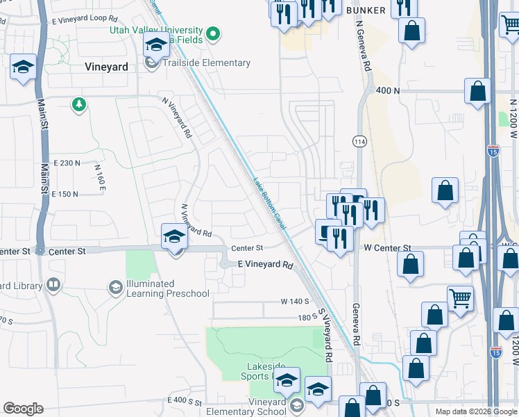 map of restaurants, bars, coffee shops, grocery stores, and more near 125 North Mill Road in Vineyard