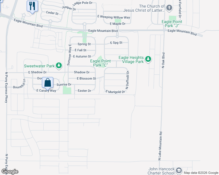map of restaurants, bars, coffee shops, grocery stores, and more near 2288 East Sego Lily Drive in Eagle Mountain