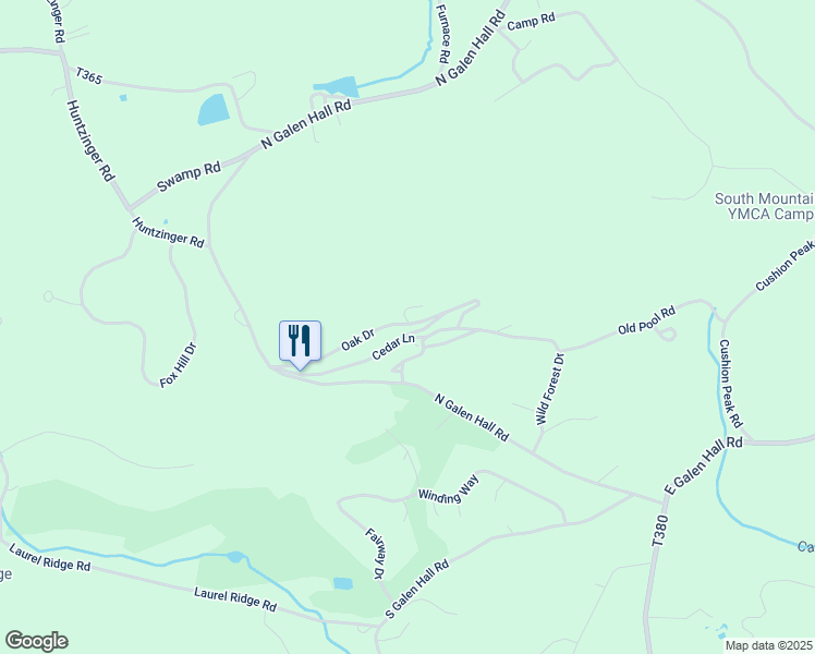 map of restaurants, bars, coffee shops, grocery stores, and more near 3 Oak Drive in Wernersville