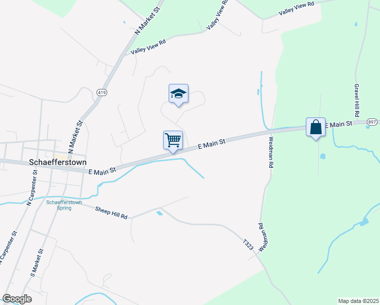 map of restaurants, bars, coffee shops, grocery stores, and more near 1693 Heidelberg Avenue in Newmanstown
