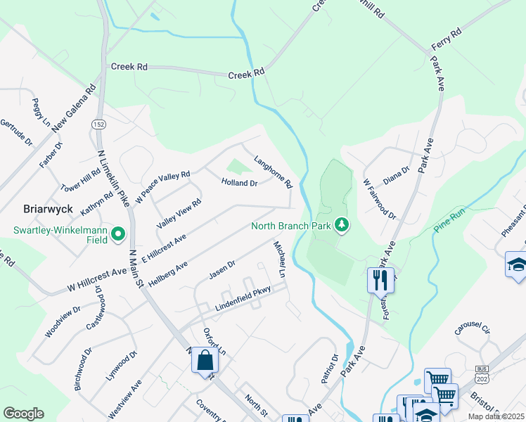 map of restaurants, bars, coffee shops, grocery stores, and more near 95 Hellberg Avenue in Chalfont