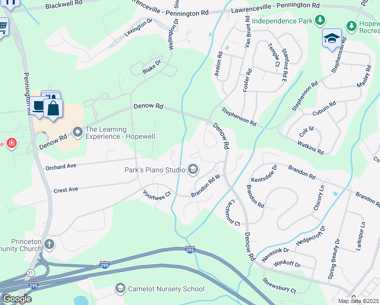 map of restaurants, bars, coffee shops, grocery stores, and more near 503 Tuxford Court in Pennington
