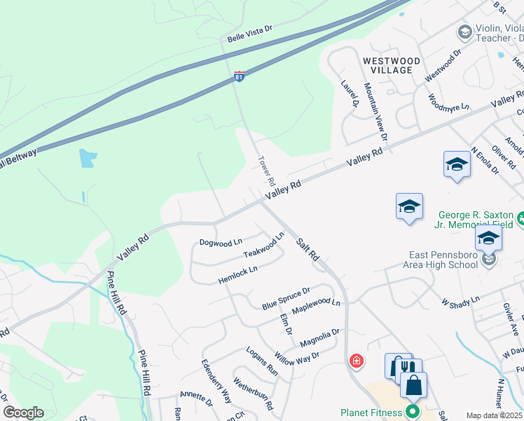 map of restaurants, bars, coffee shops, grocery stores, and more near 329 Salt Rd in Enola