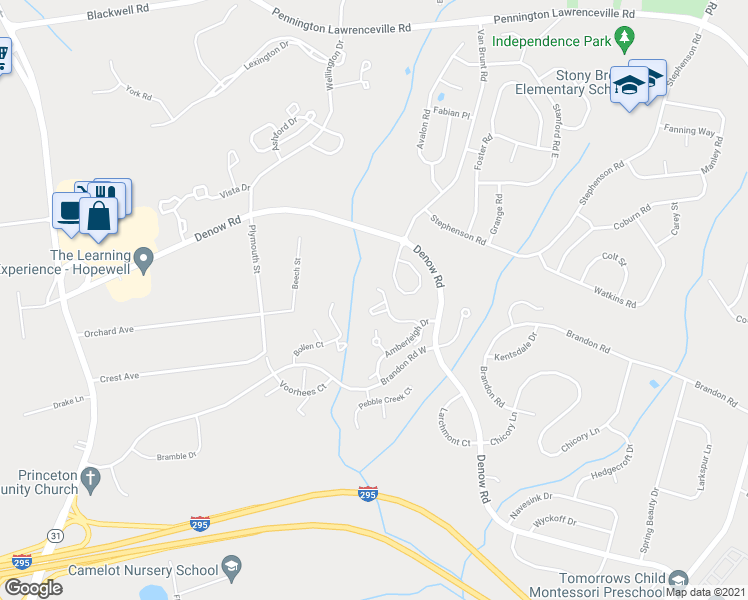 map of restaurants, bars, coffee shops, grocery stores, and more near 503 Tuxford Court in Pennington