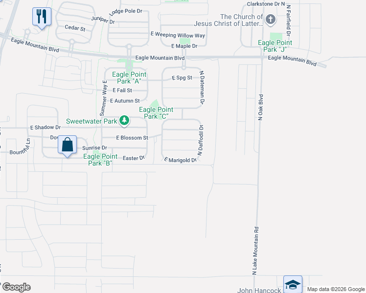 map of restaurants, bars, coffee shops, grocery stores, and more near 2347 East 3530 North in Eagle Mountain
